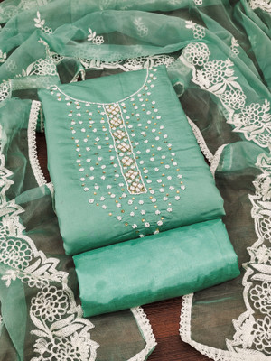 MUMAL Satin Embroidered Salwar Suit Material