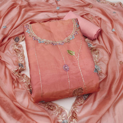 Peachmode Viscose Rayon Embroidered Salwar Suit Material