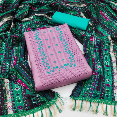 Kimisha Silk Blend Embroidered Salwar Suit Material