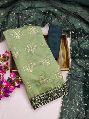 M FASHION Chanderi Embroidered Salwar Suit Material