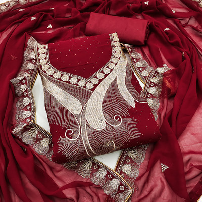 manvaa Georgette Embellished Salwar Suit Material