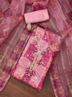 HERE&NOW Silk Blend Embroidered Salwar Suit Material