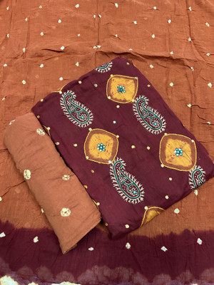 MADHURI CREATION Pure Cotton Embellished Salwar Suit Material