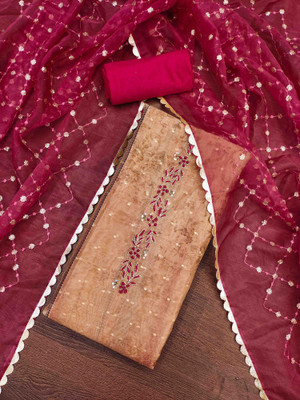 Blissta Silk Blend Embellished Salwar Suit Material