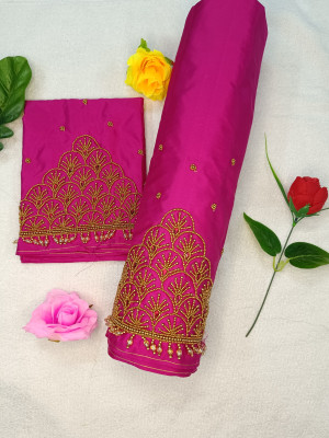 SM FASHION Silk Blend Embroidered Blouse Material