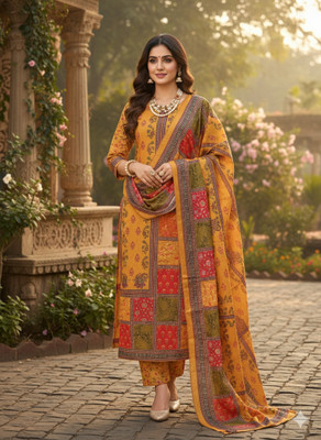 Sia and fab Wool Printed Salwar Suit Material