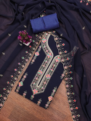 M FASHION Georgette Embroidered Salwar Suit Material