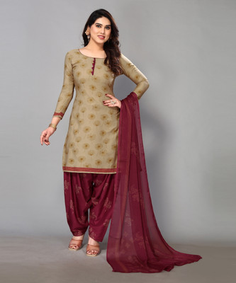 ASCREATION Crepe Self Design Salwar Suit Material