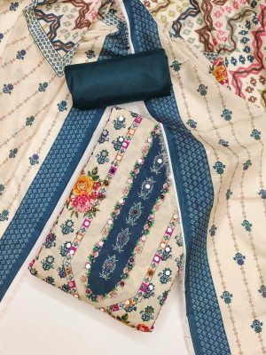 HOUSEEOFCOMMON Muslin Embroidered Salwar Suit Material