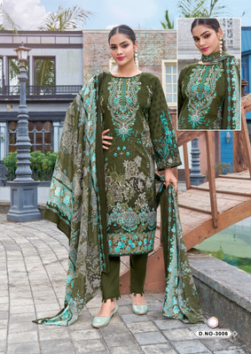 RhineFab Cotton Blend Embroidered Salwar Suit Material