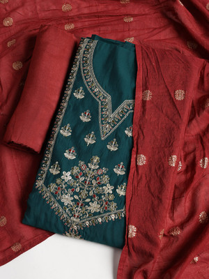 Meena Bazaar Cotton Blend Embroidered Salwar Suit Material