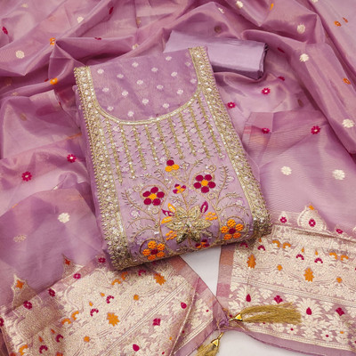 Divastri Silk Blend Embroidered Salwar Suit Material