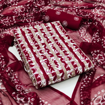 ANAND Crepe Paisley, Geometric Print Salwar Suit Material