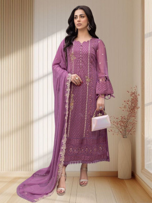 Amit Georgette Dyed, Embroidered, Embellished, Self Design Salwar Suit Material