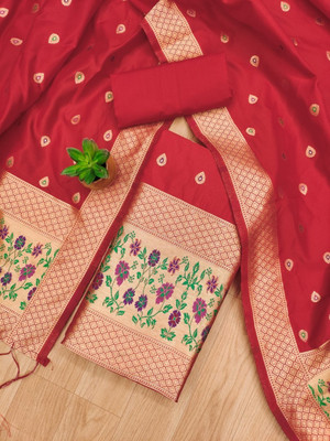 PandadiSaree Cotton Silk Embellished Salwar Suit Material