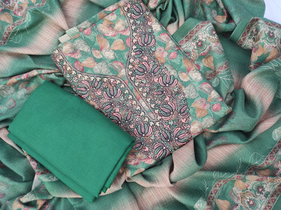 ABODH COLOURS Wool Embroidered Salwar Suit Material