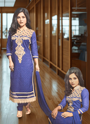 Trendy alankar Cotton Blend Embroidered Salwar Suit Material