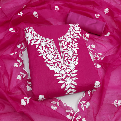 Saware Cotton Blend Embroidered Salwar Suit Material