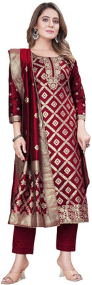 SAUMYA CREATIONS Art Silk Self Design Salwar Suit Material