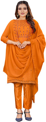Leeza Store Georgette Embroidered Kurta & Churidar Material