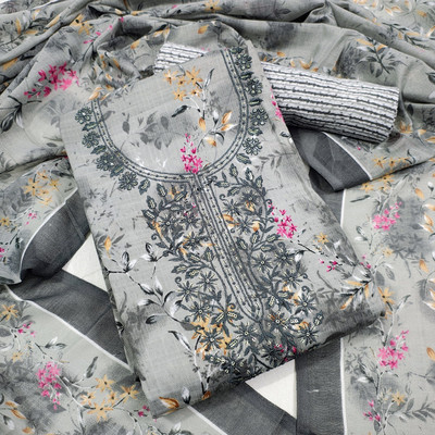Sandykart Cotton Blend Embroidered Salwar Suit Material