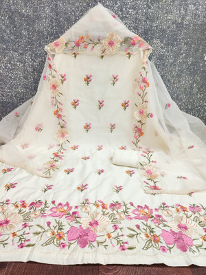 Vedant Vastram Cotton Blend Embroidered Salwar Suit Material
