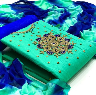 HOUSEEOFCOMMON Chanderi Embroidered Salwar Suit Material