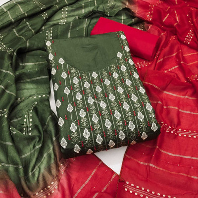 BlissFlair Cotton Silk Embroidered Kurta Fabric