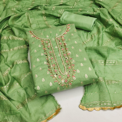 Blissta Jacquard Embellished Salwar Suit Material