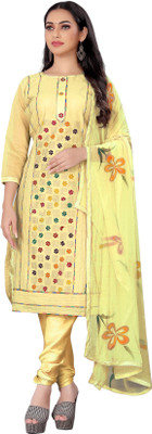HERE&NOW Cotton Blend Embroidered Salwar Suit Material