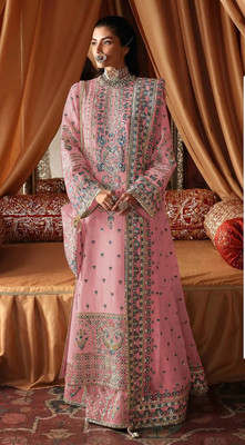 Shoponbit Georgette Embroidered Salwar Suit Material
