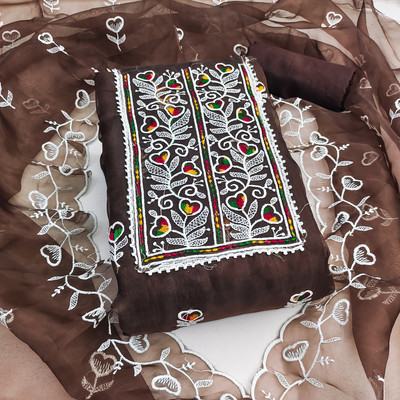 Saware Organza Embroidered Salwar Suit Material