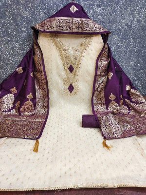 TNT Cotton Blend Embroidered Salwar Suit Material