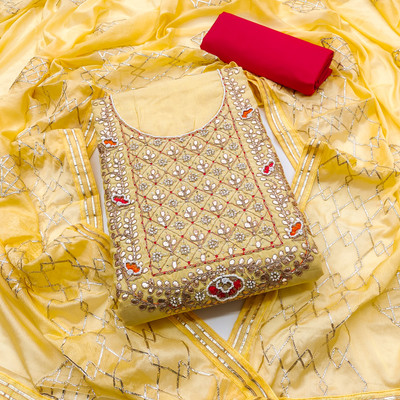 Tasrika Cotton Blend Embroidered Salwar Suit Material