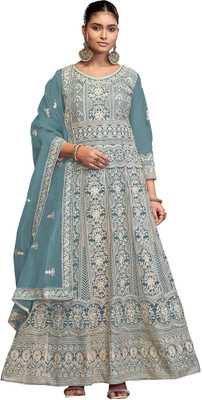 ICEQUBEFAB Georgette Embroidered Salwar Suit Material