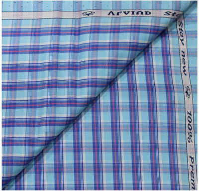 Arvind Pure Cotton Checkered Shirt Fabric