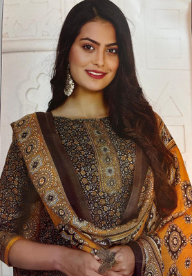 GUMBERTEXTILES Wool Graphic Print Salwar Suit Material