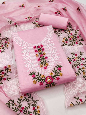 rang rani textiles Chanderi Embroidered Salwar Suit Material