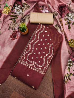 Divastri Cotton Blend Embroidered Salwar Suit Material