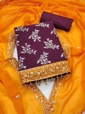 SWARNGANGA TEX Georgette Embroidered Salwar Suit Material