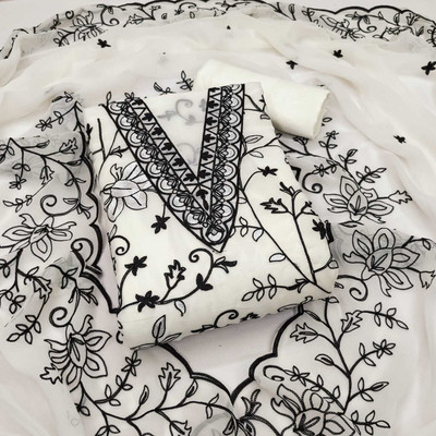 NIDHI'S FASHION Silk Blend Embroidered Salwar Suit Material