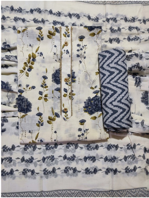 ANSH Cotton Blend Embellished, Floral Print Salwar Suit Material