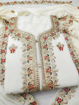 VORIMA Georgette Embroidered Salwar Suit Material