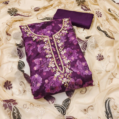 Jaipur Kurti Silk Blend Floral Print Salwar Suit Material
