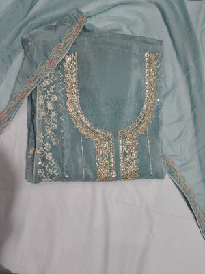 AmanVastra Pure Silk Embroidered Salwar Suit Material