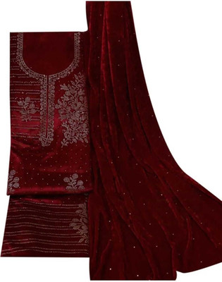 THIRA Velvet Embroidered Salwar Suit Material