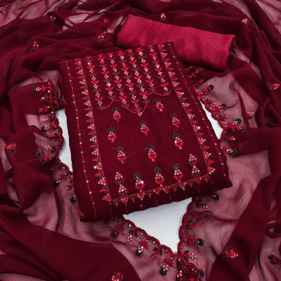 PANZORA Georgette Embellished Salwar Suit Material