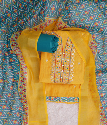 HouseOfCommon Chanderi Embroidered Salwar Suit Material
