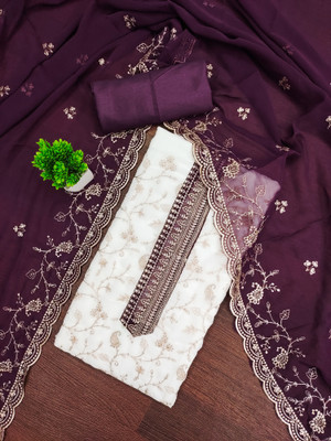 ShopGlobal Georgette Embroidered Salwar Suit Material