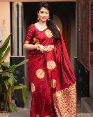 Sharanam Woven Kanjivaram Cotton Silk Saree(Maroon)